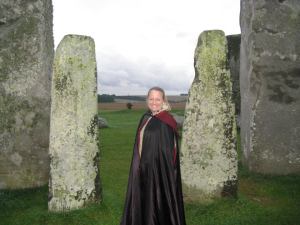 Shea at Stonehenge during a ritual on the Glastonbury Pilgrimage